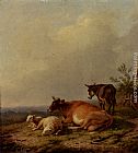 Eugene Verboeckhoven A Cow, A Sheep And A Donkey painting